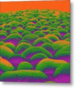 Close Up To A Rock Wall, Red, Orange, Green, And Purple Metal Print