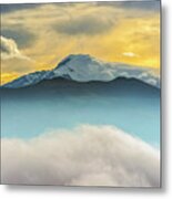 Cloud Bank And Sunrise On The Cayambe Volcano Metal Print