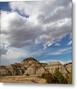 Clouds Over Mountains At Theodore Roosevelt National Park In North Dakota Metal Print