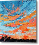 Cloudscape Orange Sunset Over And Open Field Metal Print