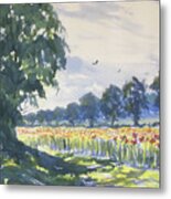 Cloudy Afternoon With Poppies Metal Print