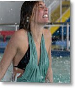 Cold Smile As Water Poring Over Model Metal Print