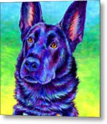 Colorful Black German Shepherd Dog Metal Print
