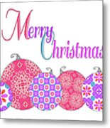 Colorful Christmas Ornaments Card Metal Print