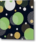 Colorful Circular Shapes In Memphis Style Background Geometric Line Dot Pastel Colors Graphic Design Metal Print