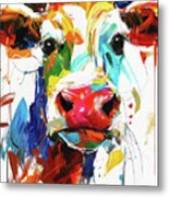 Colorful Curious Cow Metal Print