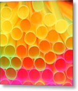 Colorful Drinking Straw - Shallow Focus Metal Print