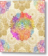 Colorful Gold Mandala Pattern Metal Print