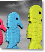 Colorful Port Aransas Seahorses Metal Print