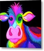 Colorful Rainbow Cow Metal Print