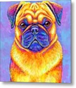 Colorful Rainbow Pug Dog Portrait Metal Print