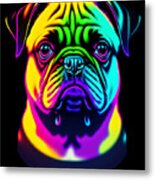 Colorful Rainbow Pug Metal Print