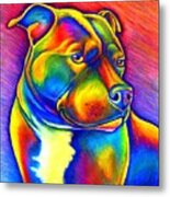 Colorful Rainbow Staffordshire Bull Terrier Dog Metal Print