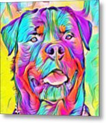 Colorful Rottweiler Dog Portrait - Digital Painting Metal Print