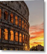 Colosseum In Rome At Sunset Metal Print