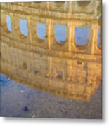 Colosseum Reflection In Water Metal Print