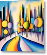Colourful Abstract Cityscape - 4 Metal Print