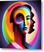 Colourful Abstract Surreal Portrait - 3 Metal Print