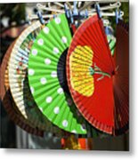 Colourful Spanish Fans For Sale In Marketplace Metal Print