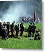 Confederates Volley Fire On Advancing Union Soldiers Metal Print