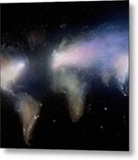 Constellation of stars and nebula in shape of world map (Composite) Metal Print