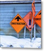 Construction Signs Metal Print