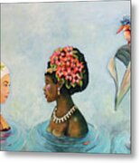 Conversation With A Mermaid By Linda Queally Metal Print