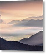 Cool Morning As Light Hits The Mountains Metal Print