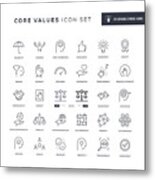 Core Values Editable Stroke Line Icons Metal Print