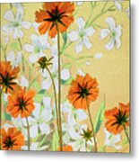 Coreopsis With French Gypsophile Blanc Metal Print