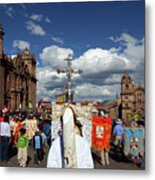 Corpus Christi Procession In Cusco Metal Print