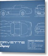Corvette C3 Blueprint Metal Print