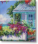 Cottage And Bougainvillea Metal Print