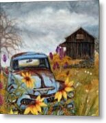 Country Blues - Dusty Blue Old Chevy Pick Up Truck Metal Print