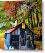 Country Chicken Coop Painting Metal Print