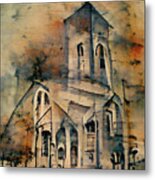 Country Church Abstract Watercolor Metal Print