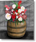 Country Flowers Barrel Metal Print