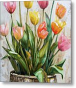 Country Spring Tulips Metal Print