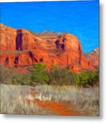 Courthouse Butte Painterly Metal Print