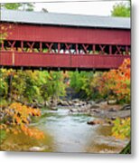 Covered Bridge In Autumn Metal Print