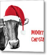 Cow Christmas Card Metal Print