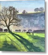 Cows At Sundown Metal Print