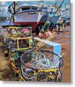 Crab Pots On The Docks Metal Print