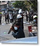 Crackdown On Peaceful Protesters In Myanmar Metal Print