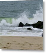 Crashing Waves Of The Atlantic Ocean In Cape May New Jersey Metal Print