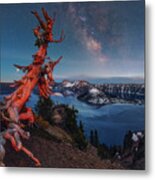 Crater Lake Milky Way Metal Print