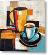 Creative Fusion Of Coffee And Abstract Art Metal Print
