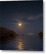 Crescent Moon Over Florida Bay Metal Print