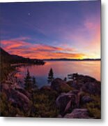 Crescent Moon Sunset, Lake Tahoe Metal Print