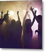 Crowd Of People At Concert Waving Arms In The Air Metal Print